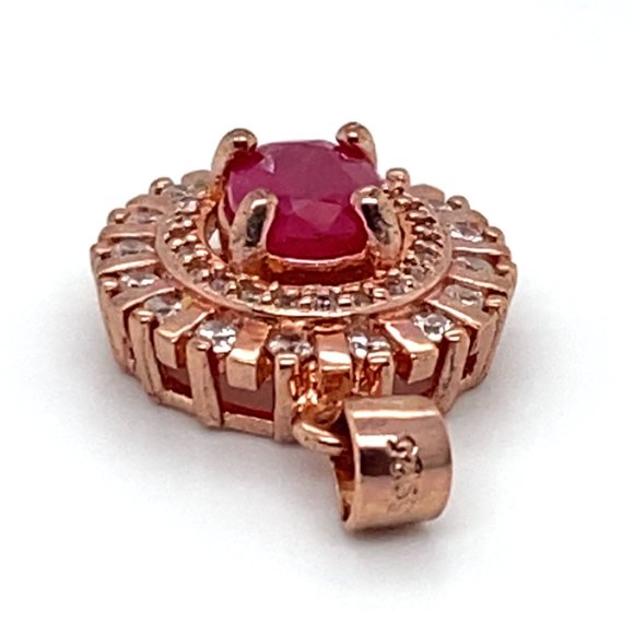 Jegdalek Ruby .94ct Rose Gold Finish Solid 925 Sterling Silver Pendant - Picture 7 of 8